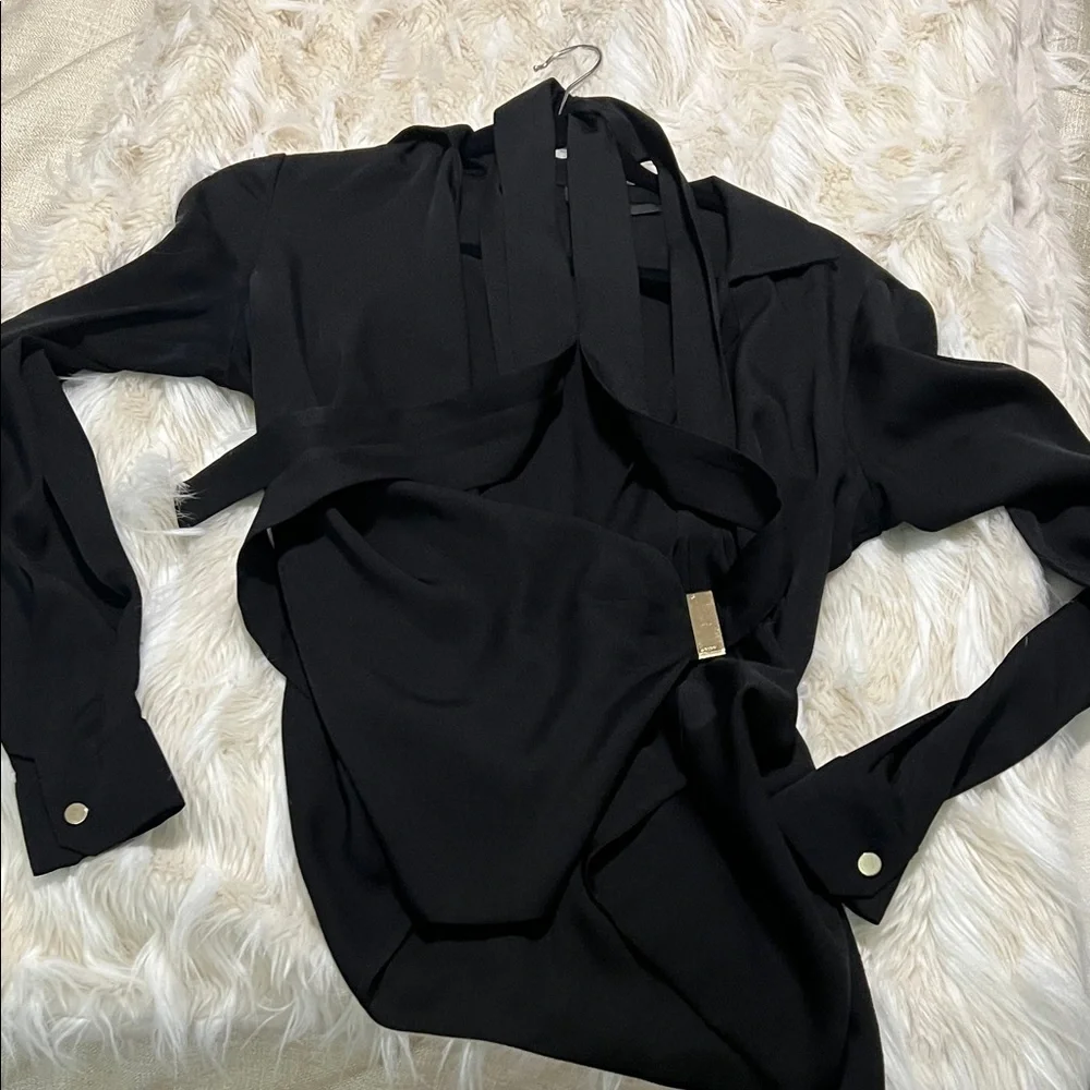 Authentic - Gucci Black Women's Blouse with Gold Accents - Picture 2 of 6